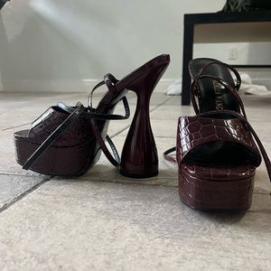 Funky chocolate snake skin heels